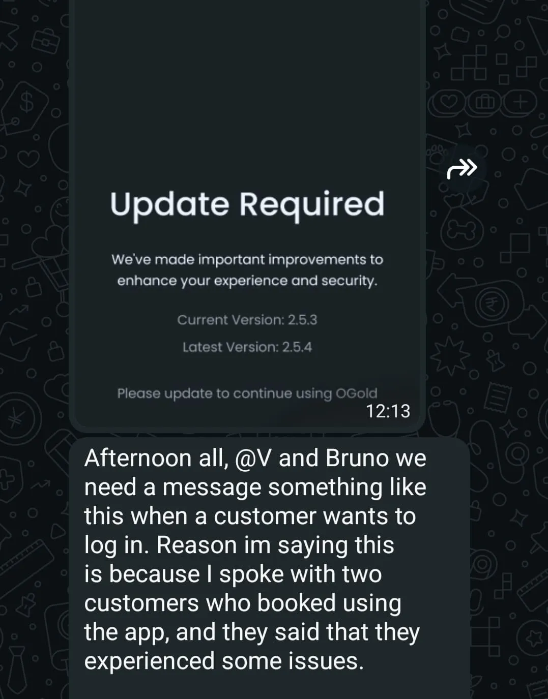 Example bug report consisting of a screenshot together with a written description of the issue.